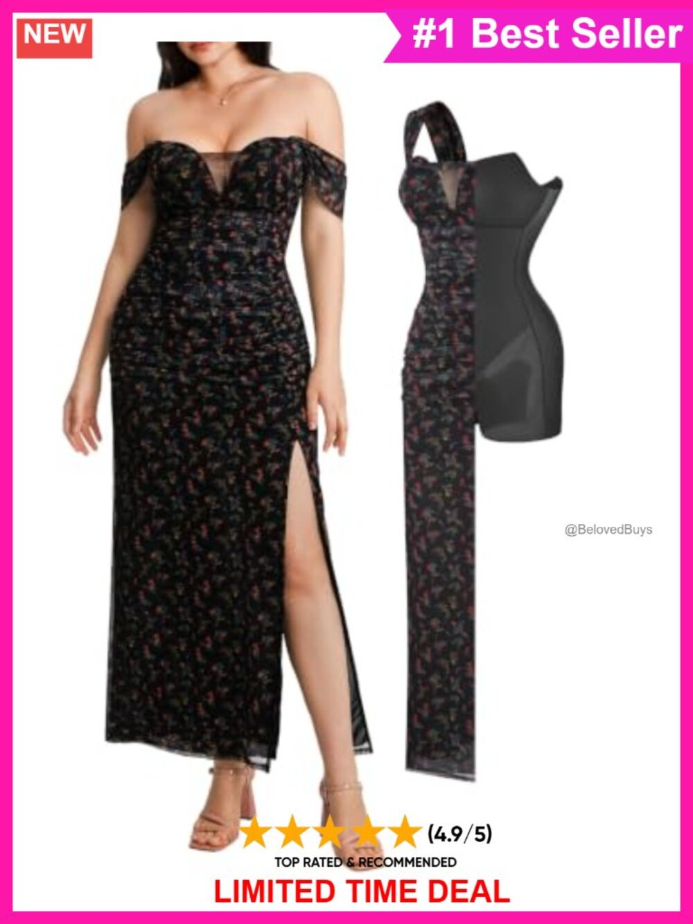 Off The Shoulder Formal Maxi Dress Built-In Bra Shapewear